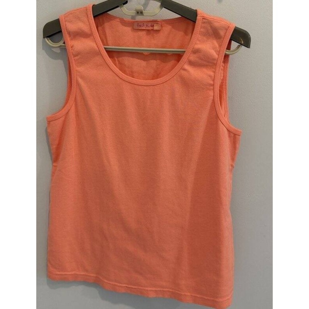 Fresh Produce Solid Peach Coral Wide Strap Tank Top Cotton Size L